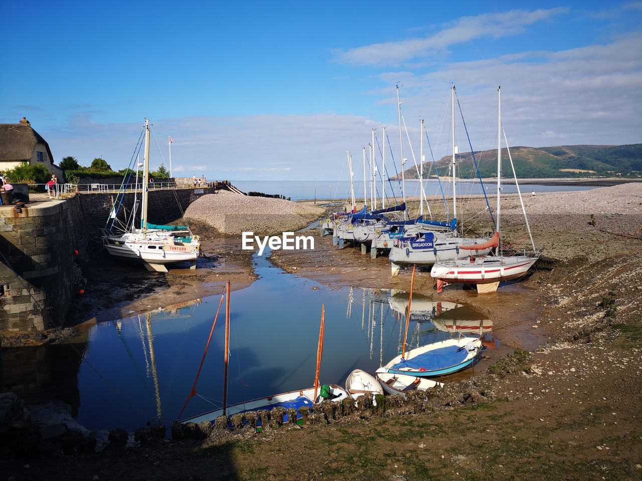 BOATS MOORED IN HARBOR