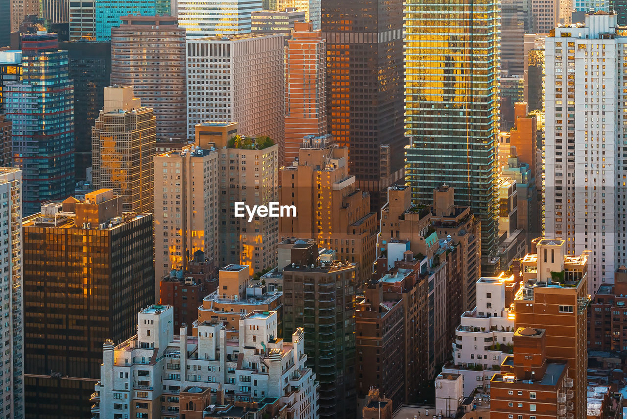 Aerial view of modern buildings in city