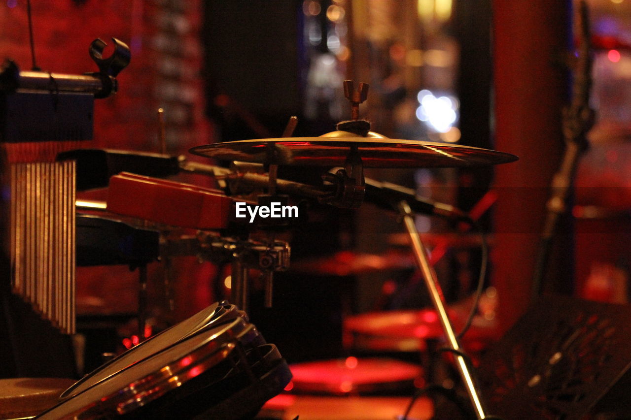 Close-up of drum set