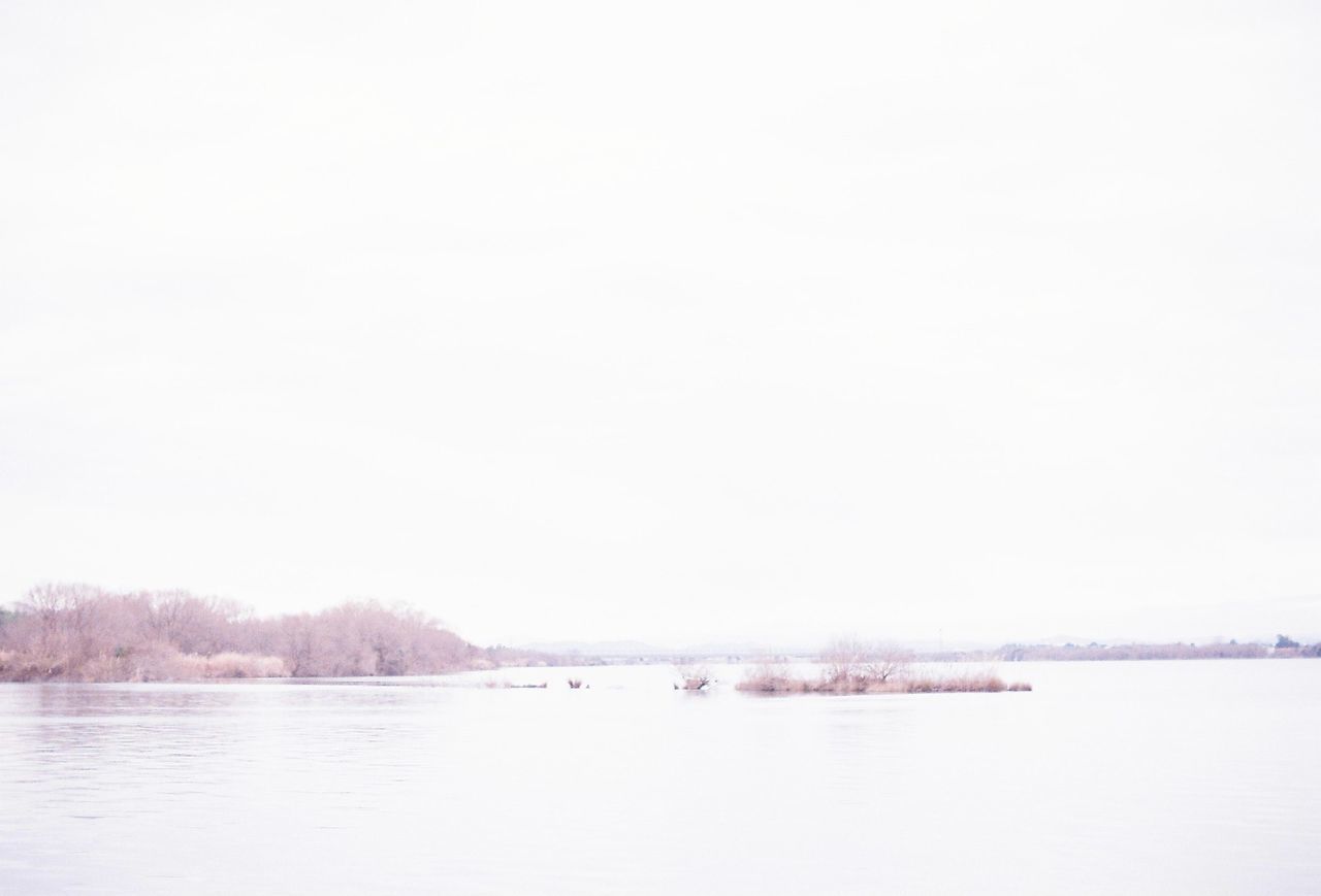 SCENIC VIEW OF LAKE AGAINST CLEAR SKY