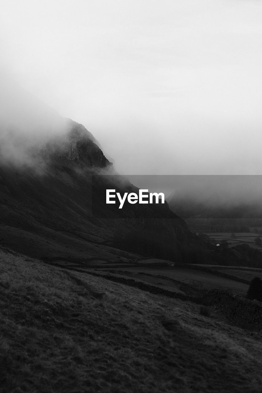 scenic view of mountains against clear sky