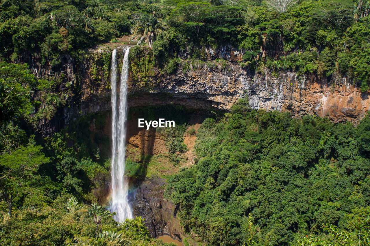 Scenic view of waterfall