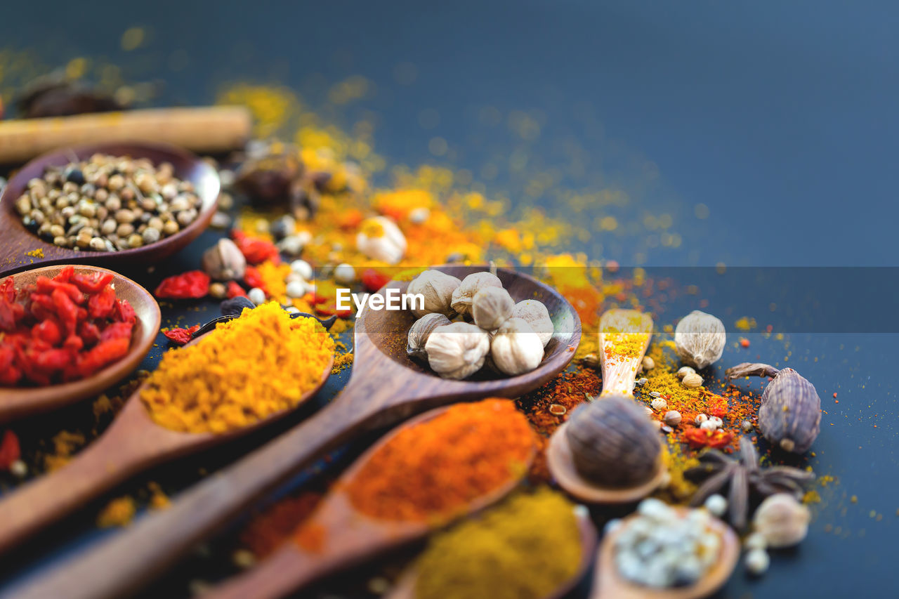 Close-up of spices on table