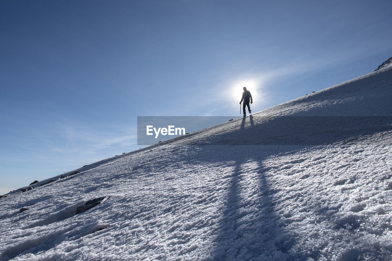 One persons walking at pico de orizaba glacier in mexico