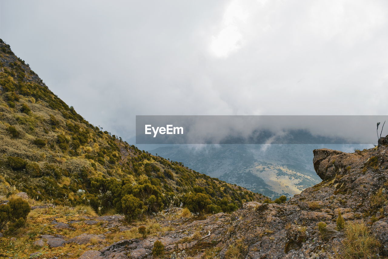 Scenic view of mountains against sky