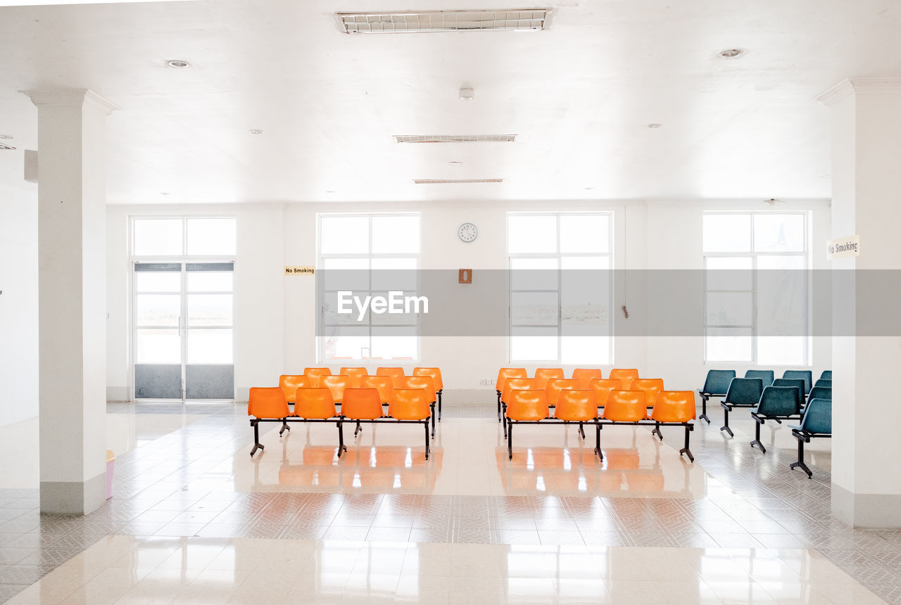 Empty chairs in room