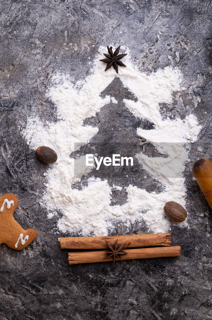 high angle view of christmas decoration on table