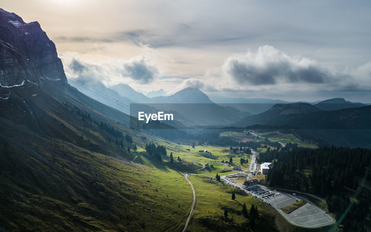 Scenic view of mountains against sky