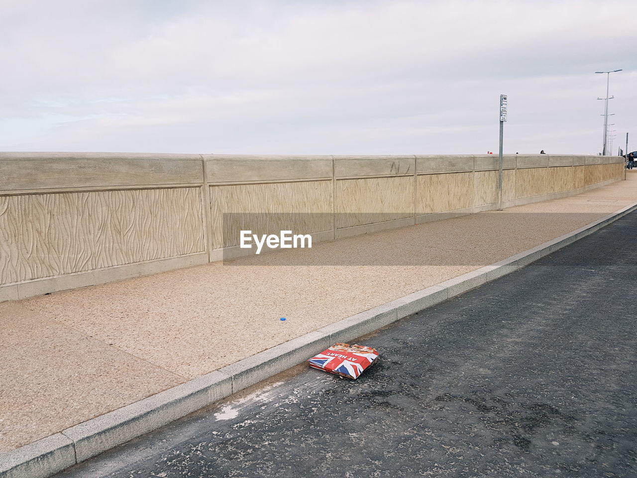 High angle view of box on road against sky