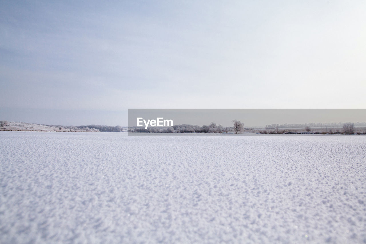 SCENIC VIEW OF SNOW COVERED LANDSCAPE AGAINST SKY