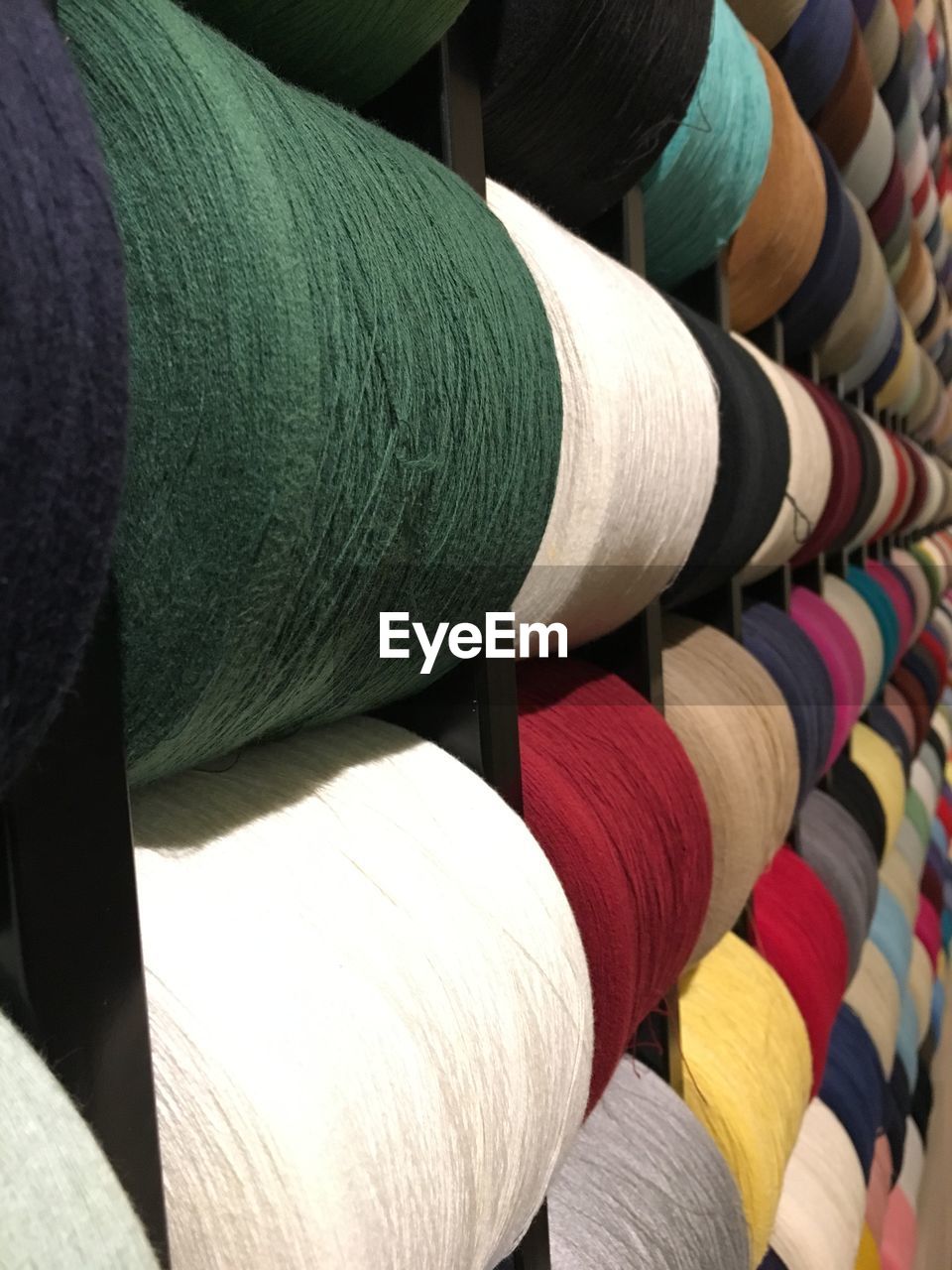 Full frame shot of colorful thread spools