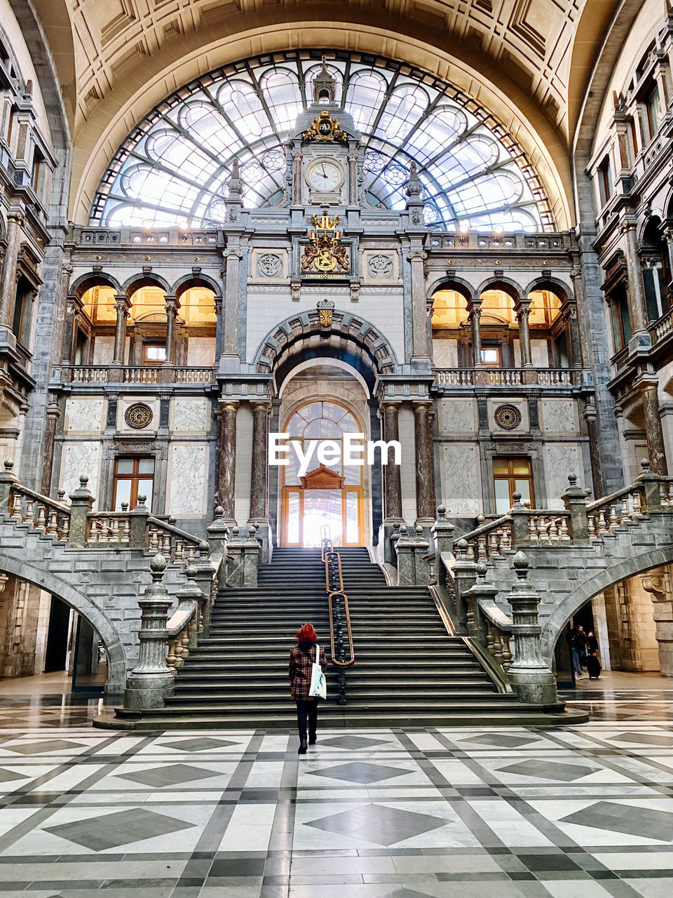 Inside of historic train station in antwerp