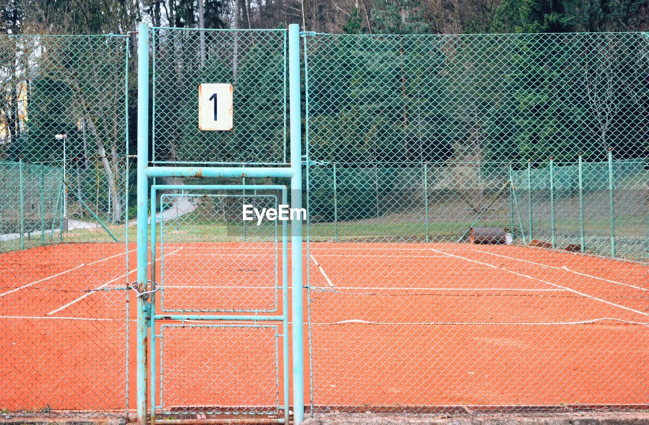 Basketball court in sunny day