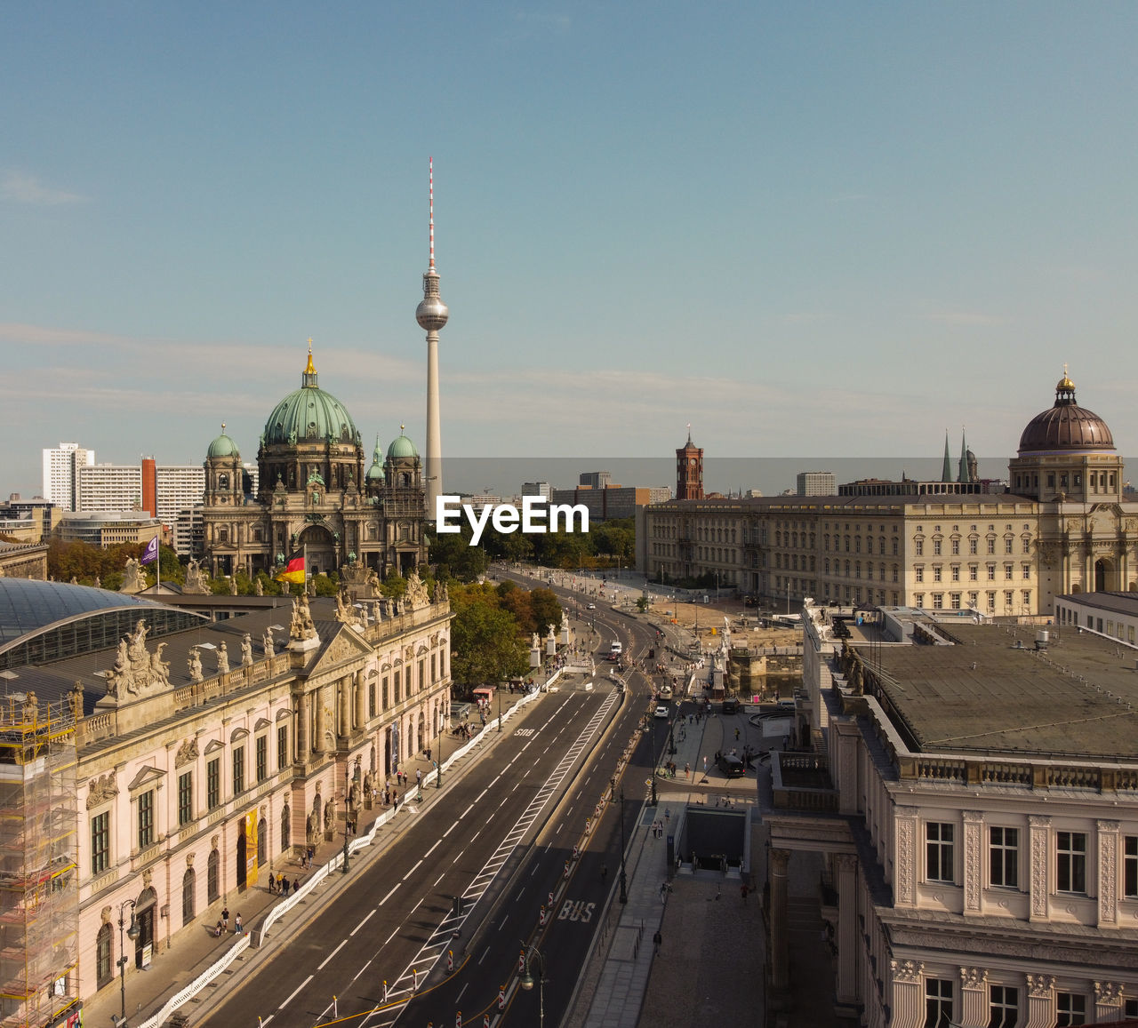 Berlin cityscape with berlin cathedral and television tower, germany
