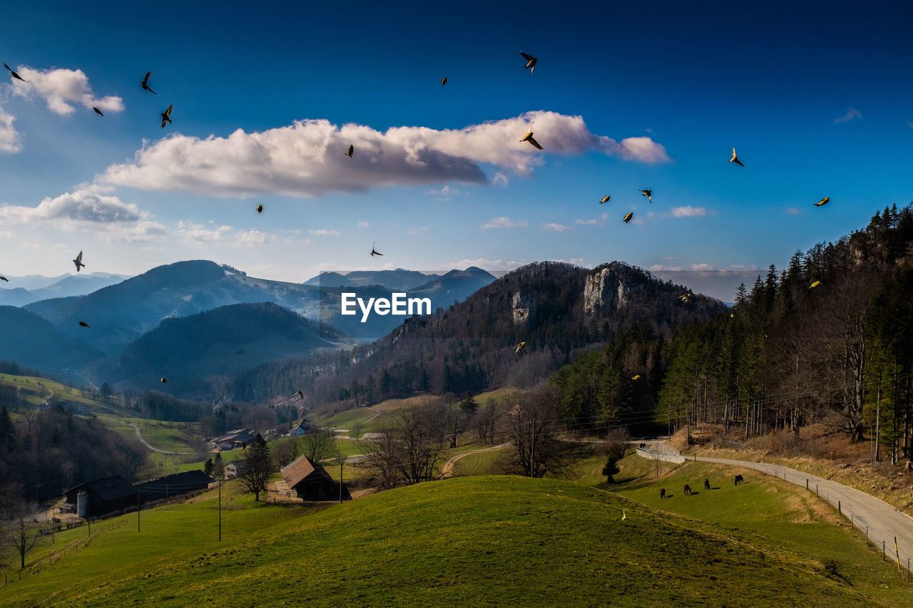 Scenic view of mountains against sky