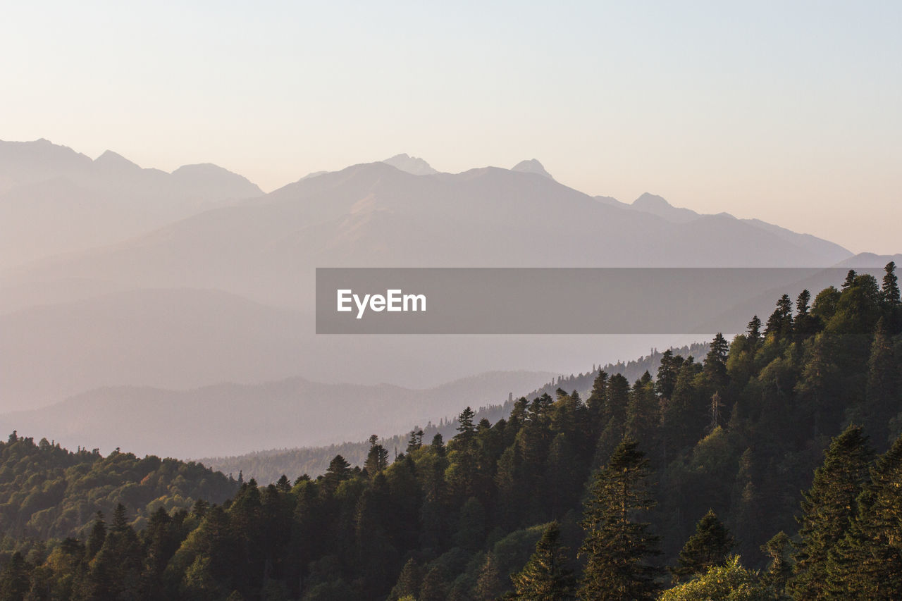 Scenic view of mountains against clear sky