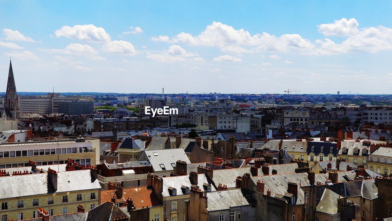 Aerial view of cityscape against sky