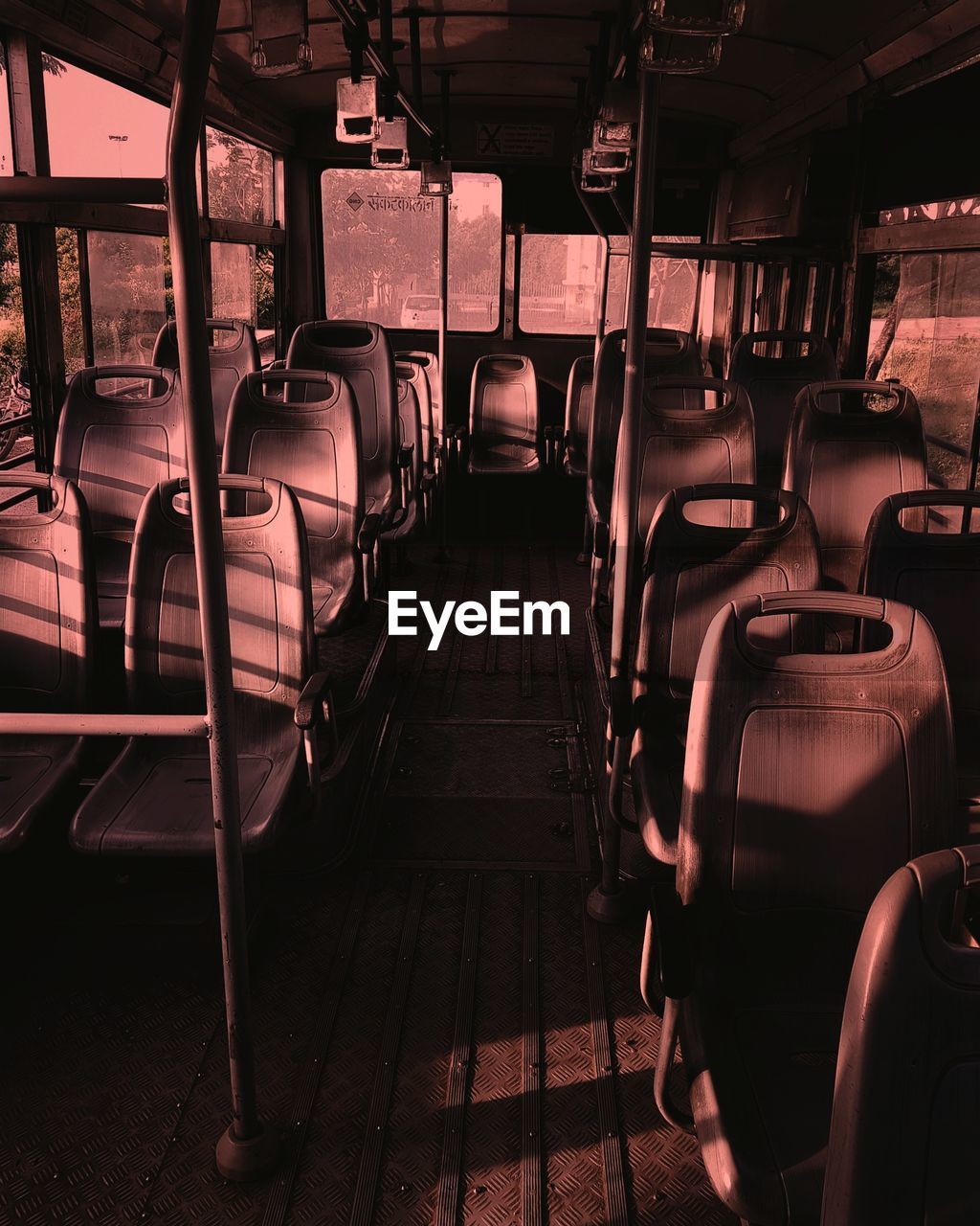 Interior of empty bus