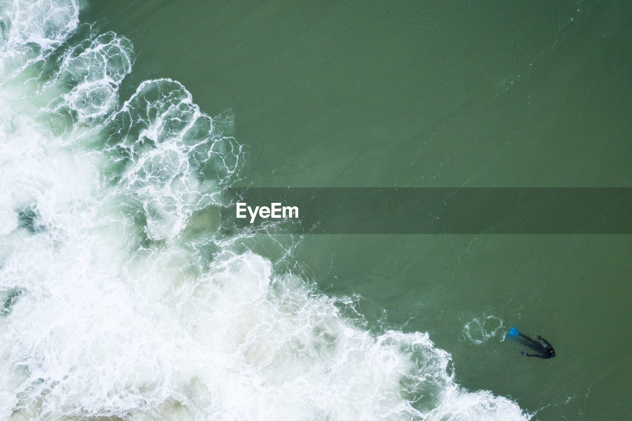 Aerial view of a swimmer in new england