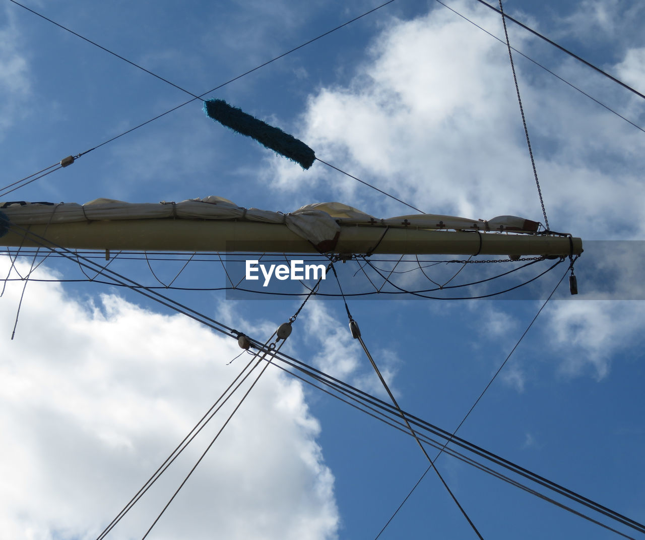 Low angle view of sailboat against sky