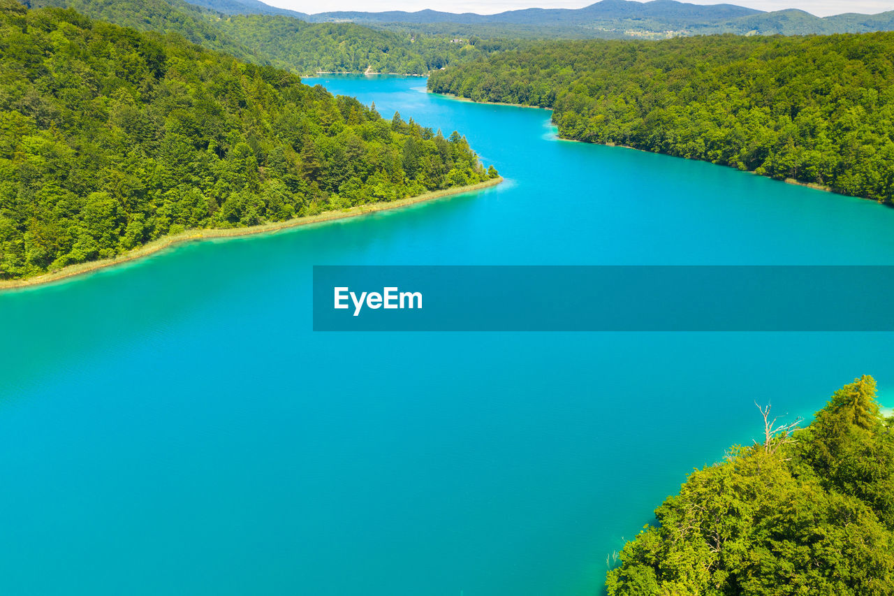 Aerial view of the plitvice lakes national park, croatia