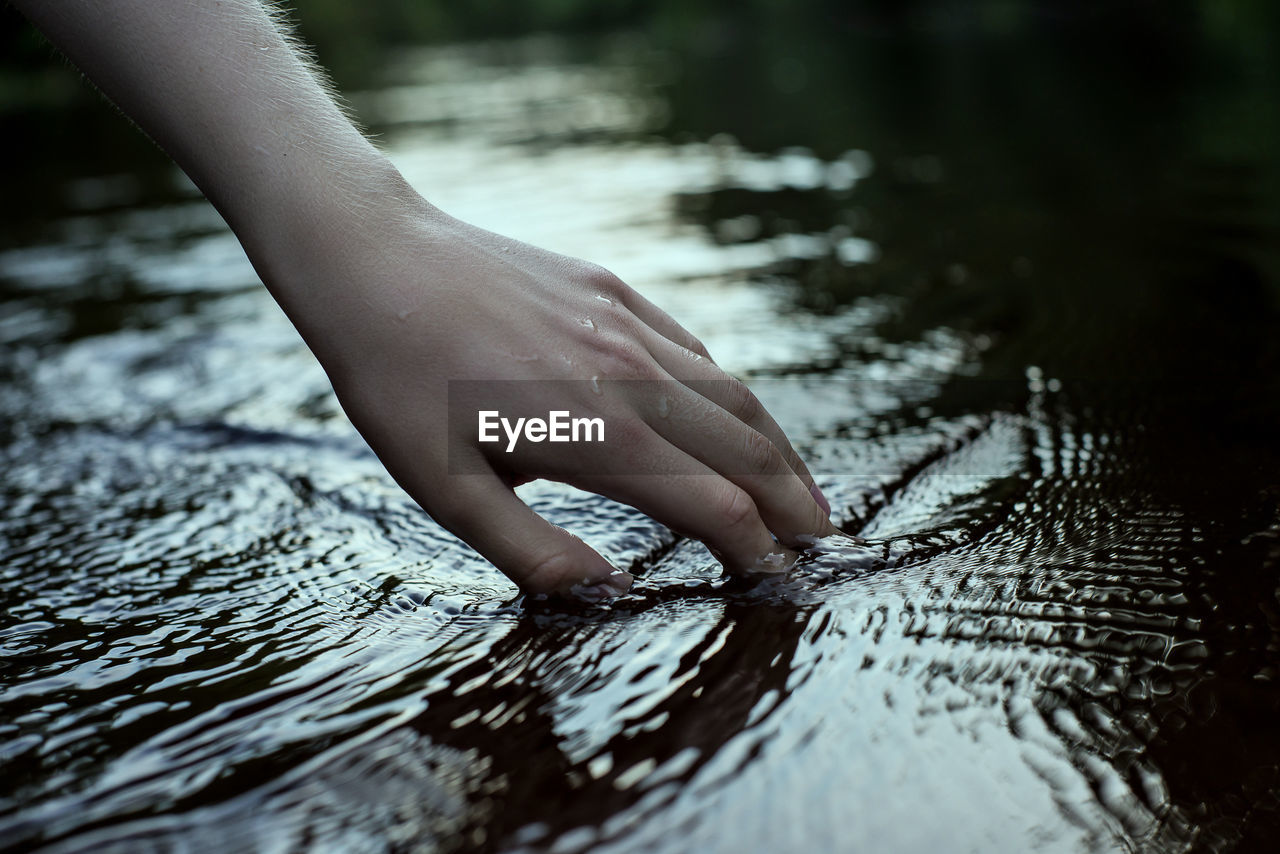 Human hand in water