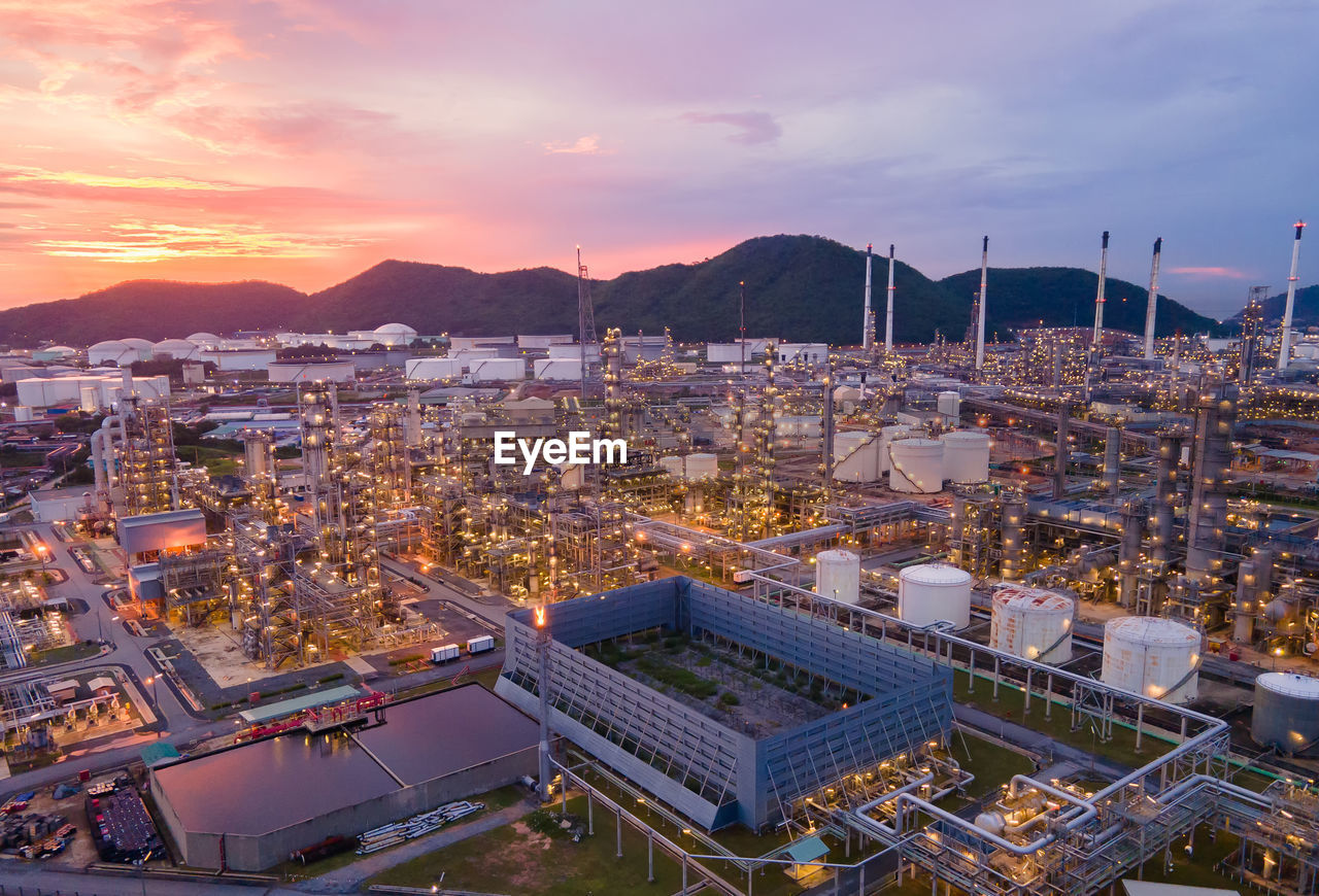 Aerial view oil refinery. industrial view at oil refinery plant form industry zone .
