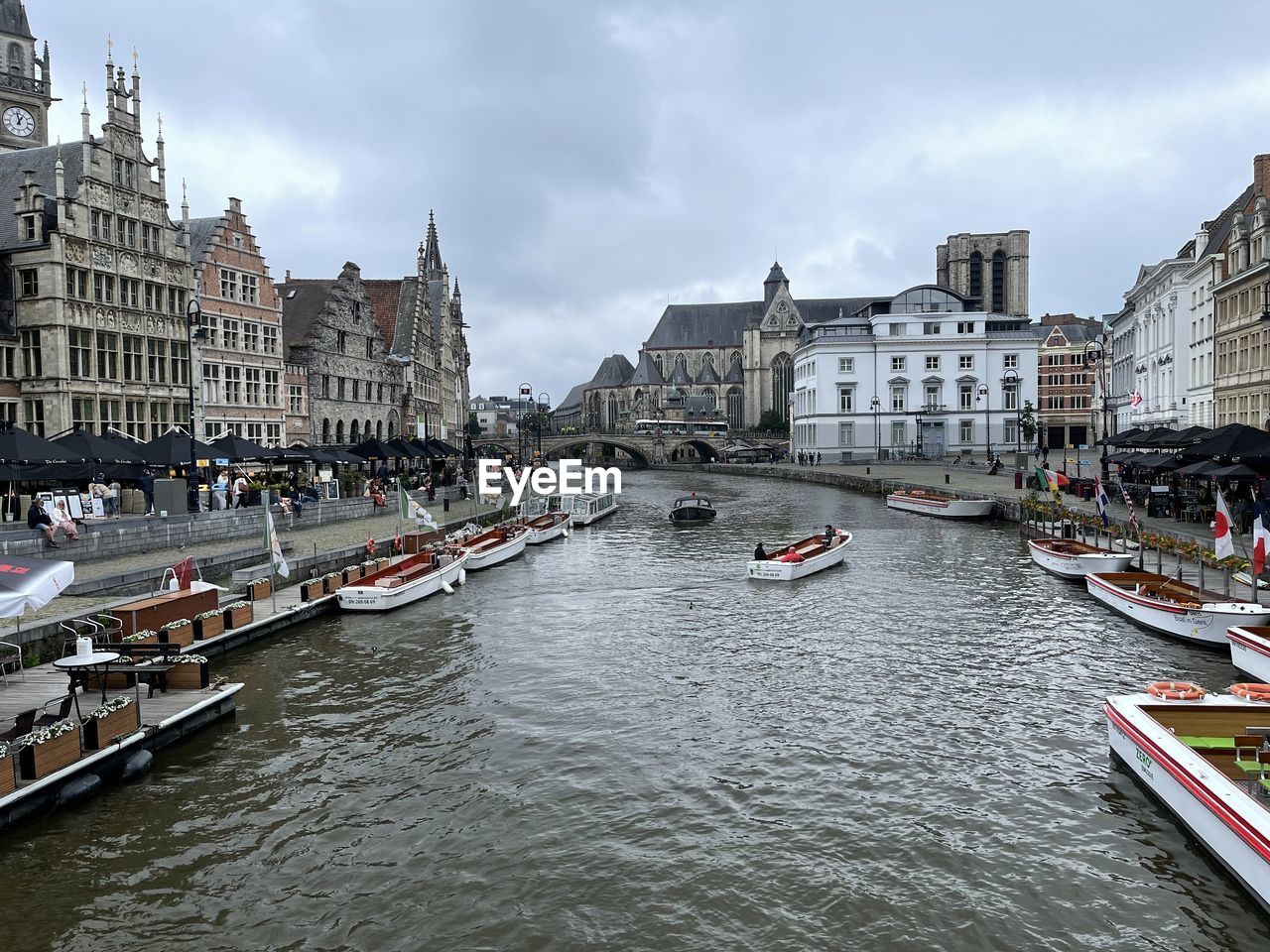 Canal passing through city buildings