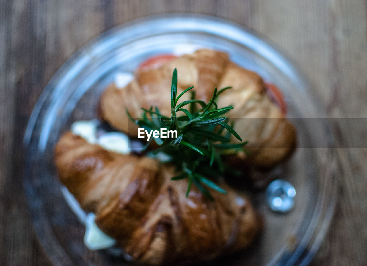 Close-up of sandwiches in plate on table