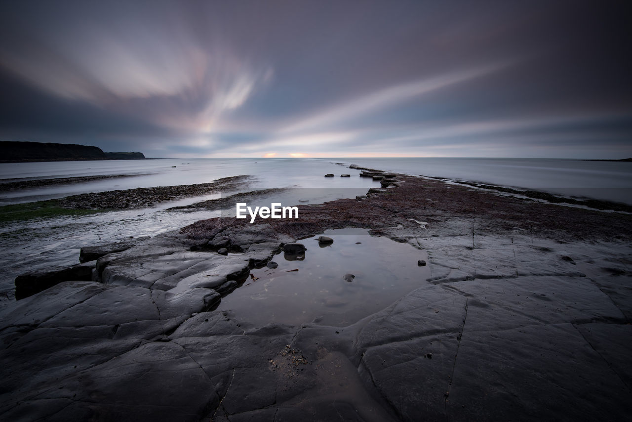 SCENIC VIEW OF SEA DURING SUNSET