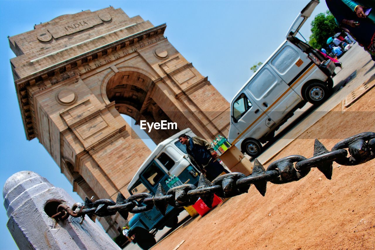 LOW ANGLE VIEW OF BUILDINGS AGAINST CLEAR SKY