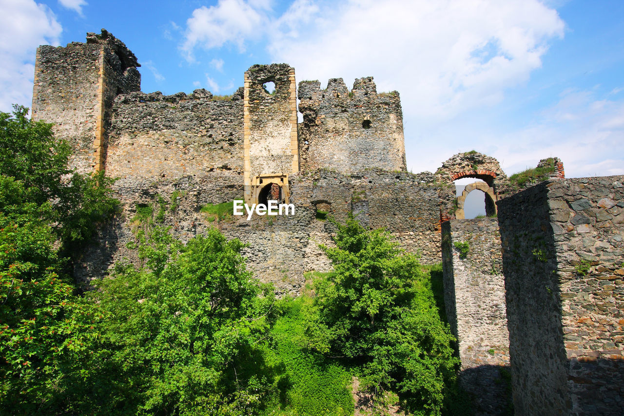 Plants growing at soimos fortress against sky