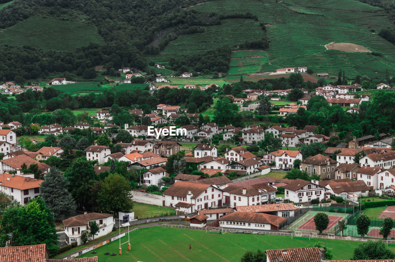 High angle view of houses