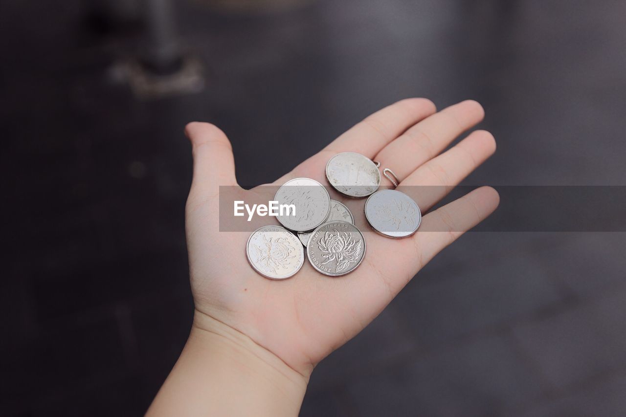 Cropped hand holding coins