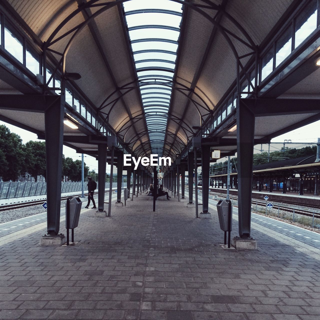 View of an empty railway station platform