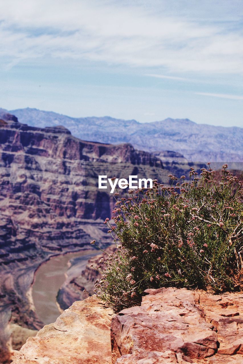 Scenic view of rock formations against sky