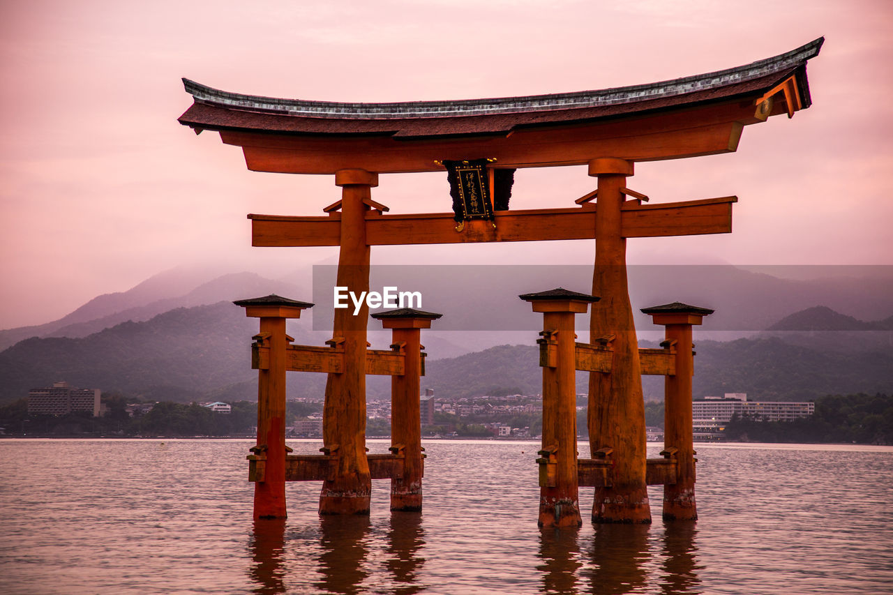 GAZEBO IN TEMPLE AT SUNSET