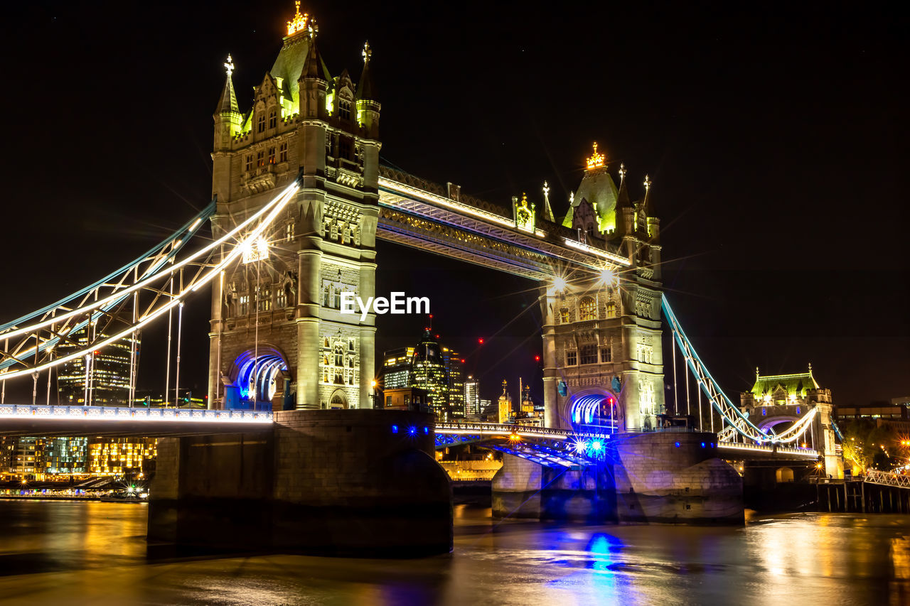 ILLUMINATED BRIDGE ACROSS RIVER