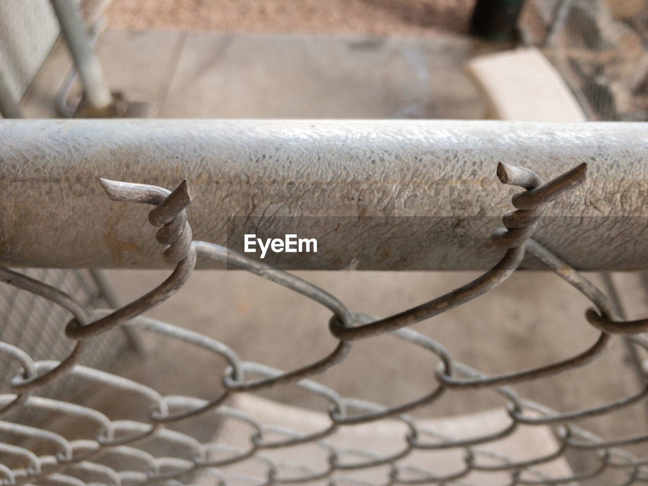 Close up of chain link fence sharp ends