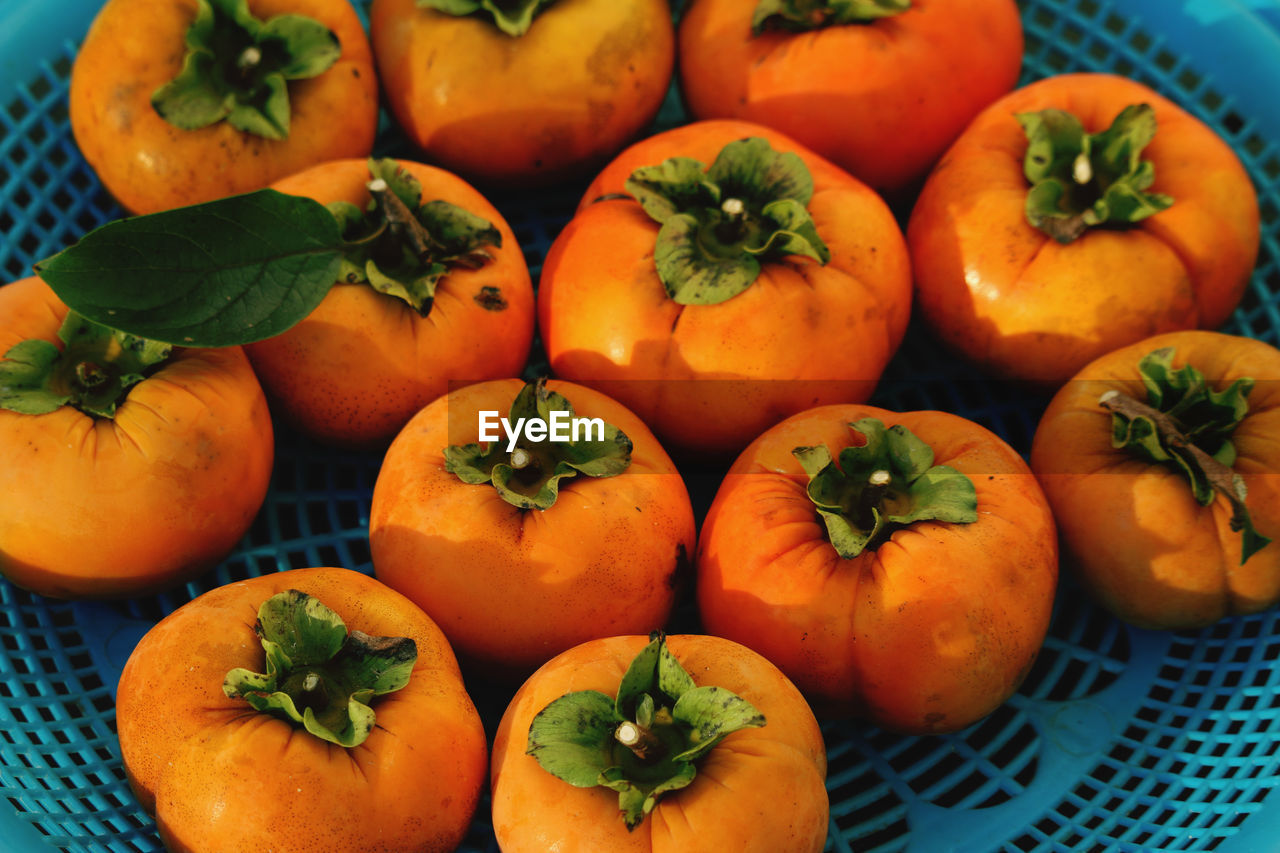 High angle view of oranges on table