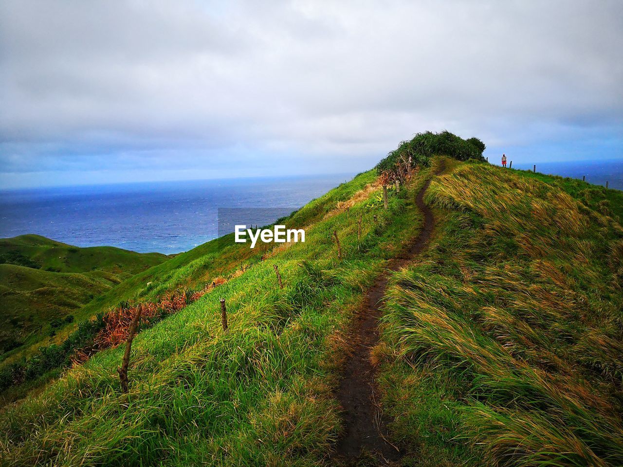 Scenic view of trail against sky