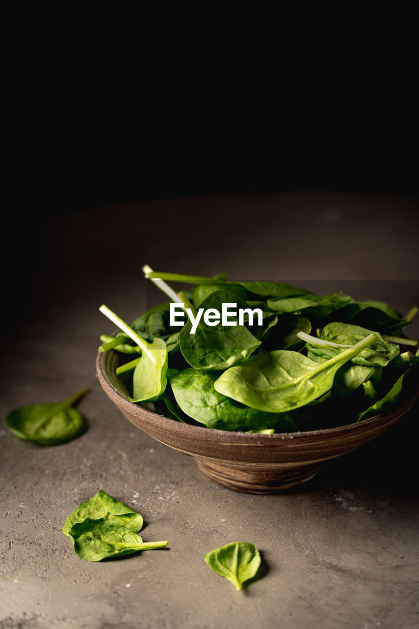 high angle view of food in bowl on table