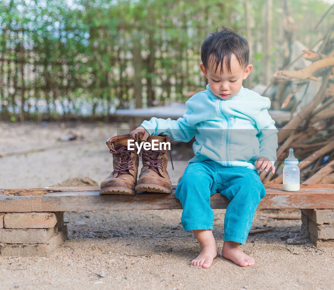 Full length of boy playing outdoors