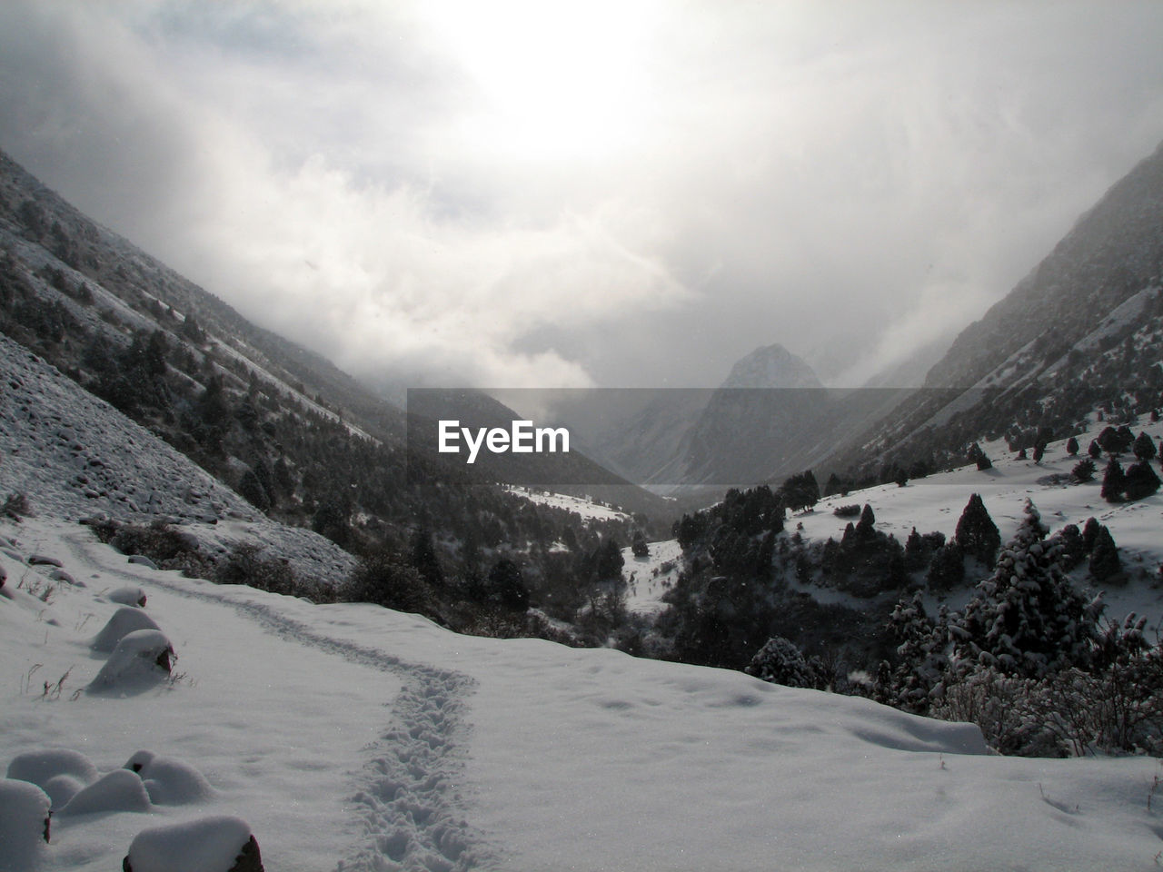 Scenic view of mountains against sky