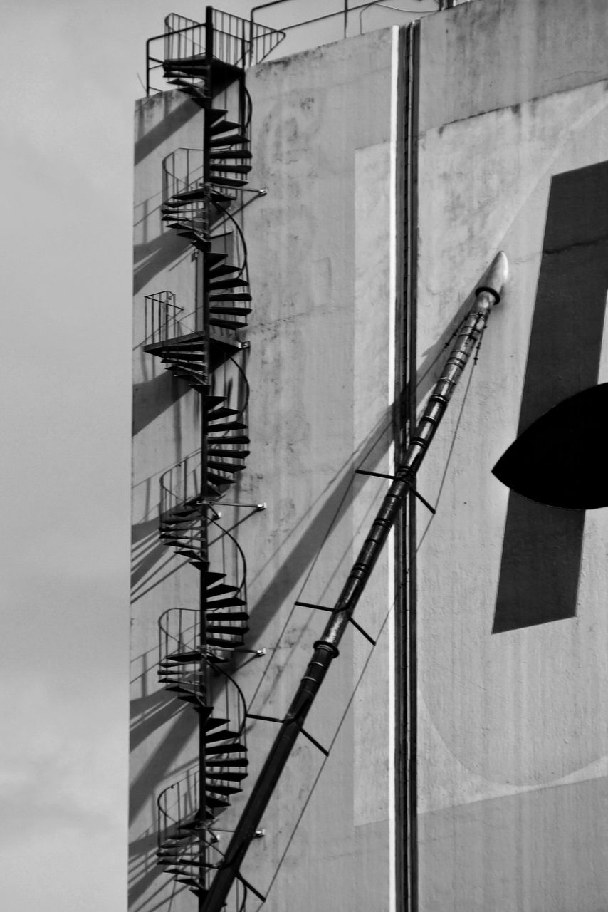 Low angle view of spiral staircase of building