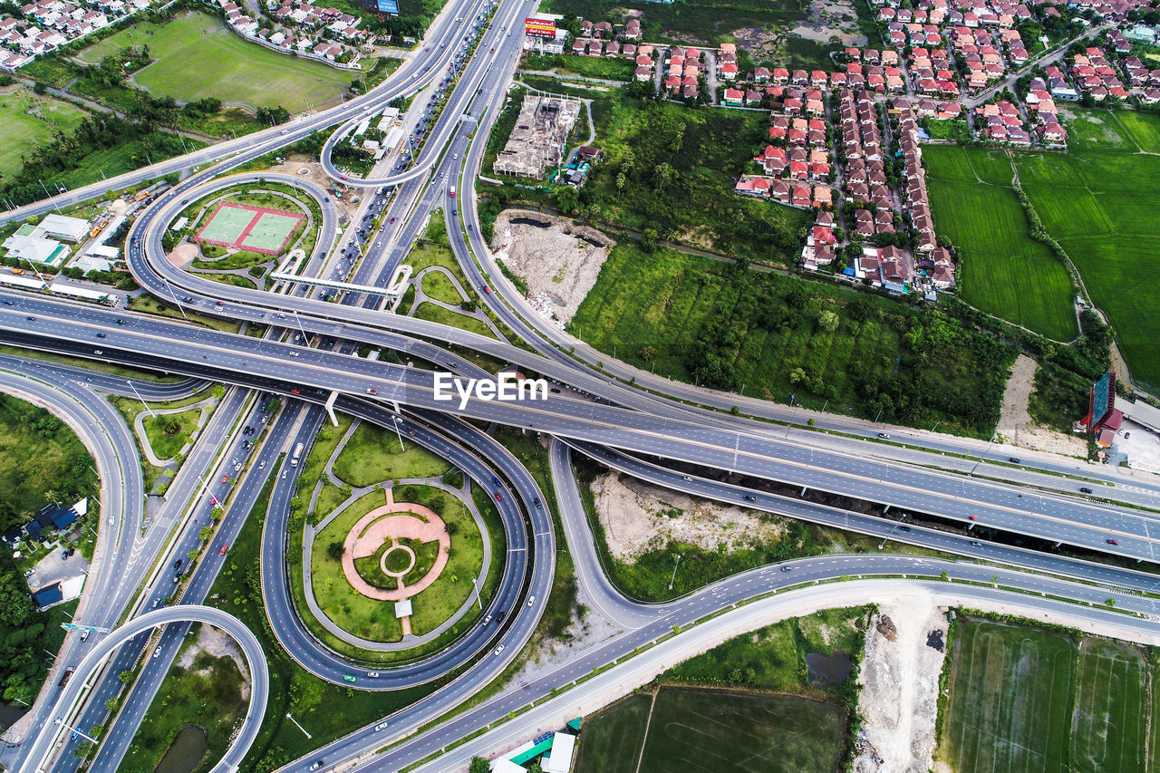 HIGH ANGLE VIEW OF ELEVATED ROAD AND BRIDGE