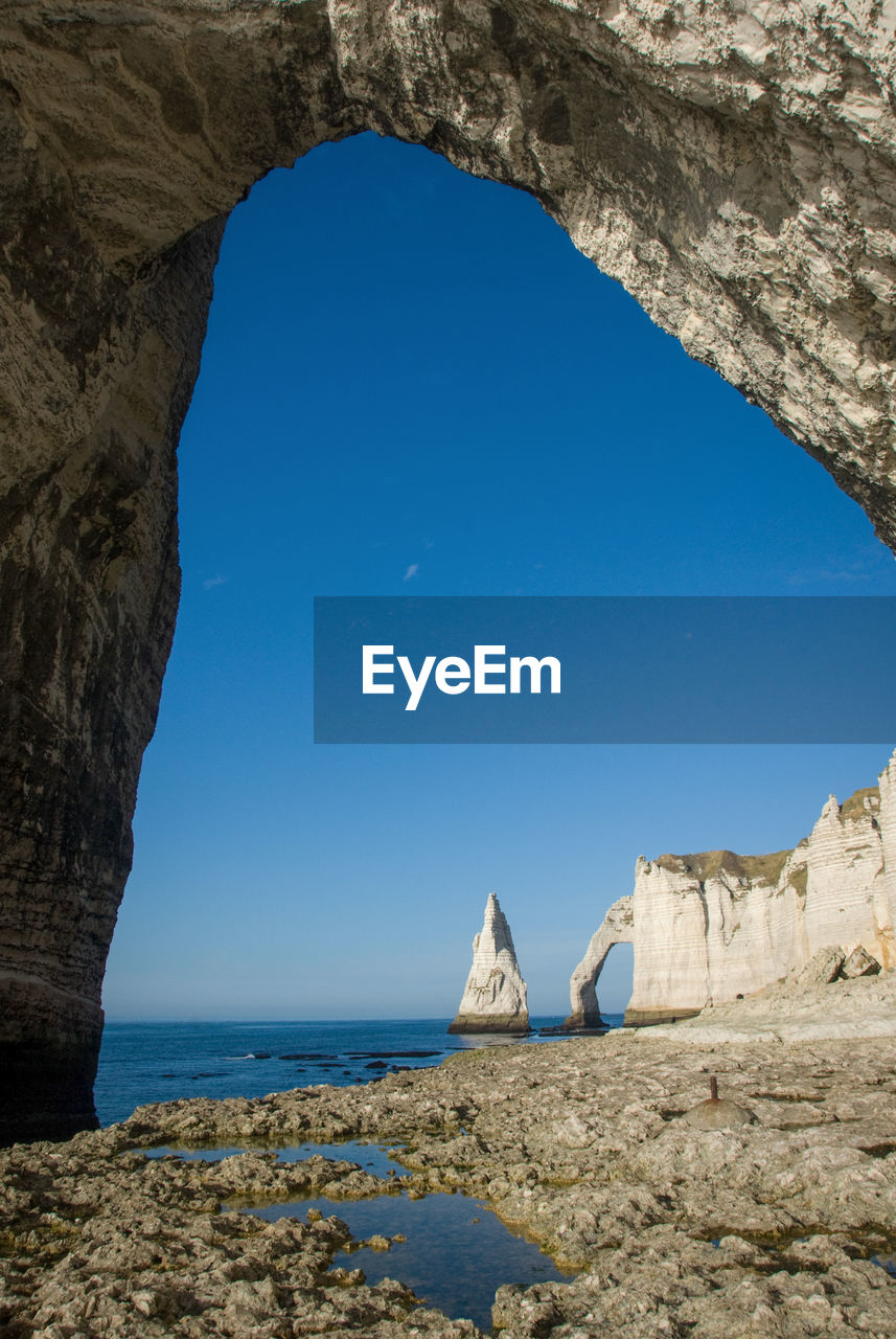 Cliffs of etretat view from bellow on ground level