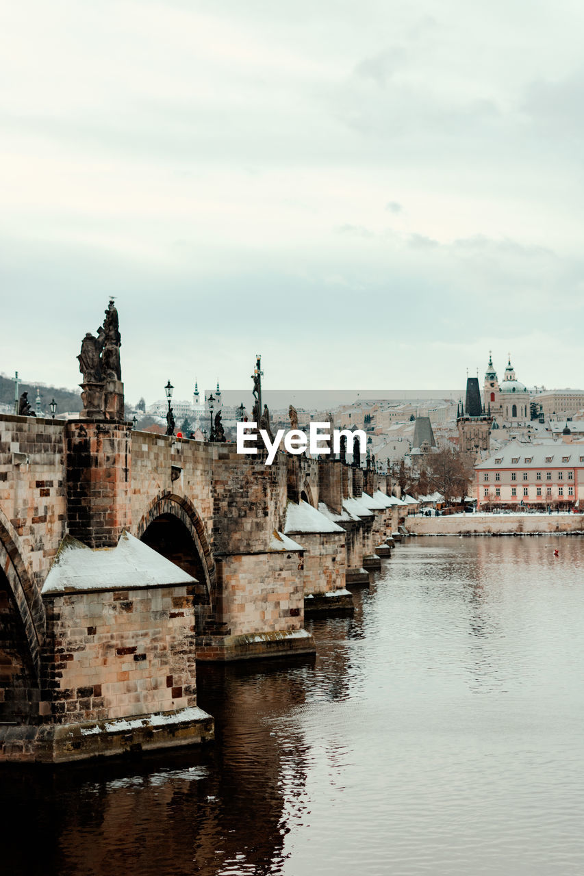 Charles bridge over river, prague