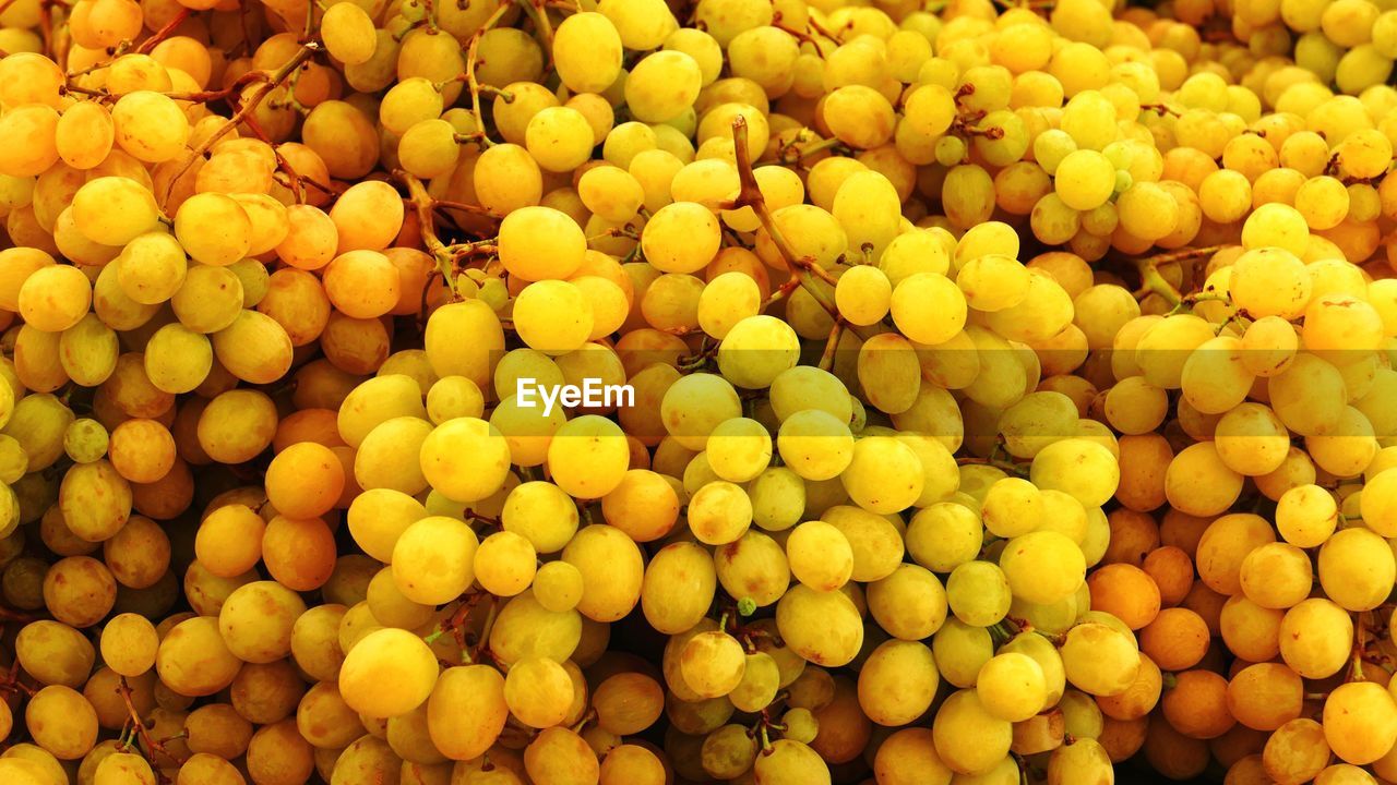 Full frame shot of grapes for sale at fruit market