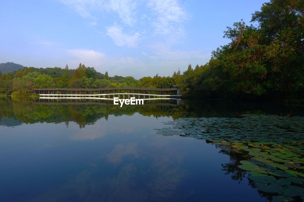 SCENIC VIEW OF LAKE WITH REFLECTION AGAINST SKY